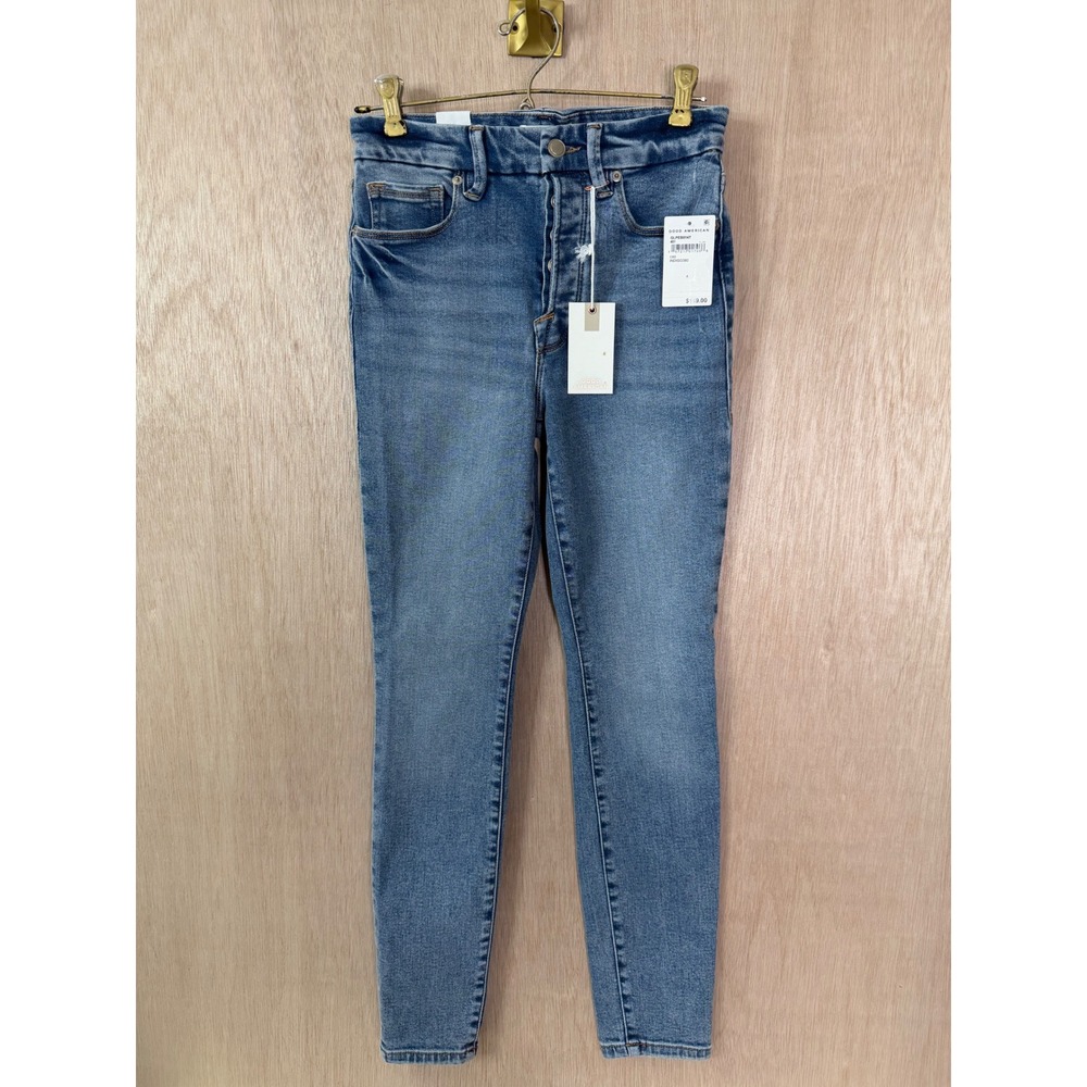 Good American Good Legs Skinny Jeans Indigo380 Light Wash Size 4/27 Button Fly
